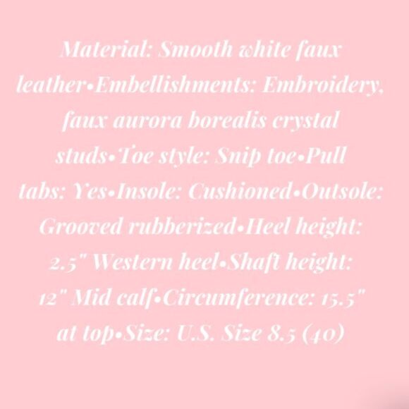 White Cowgirl Boots with Crystal Studs - Picture 11 of 11